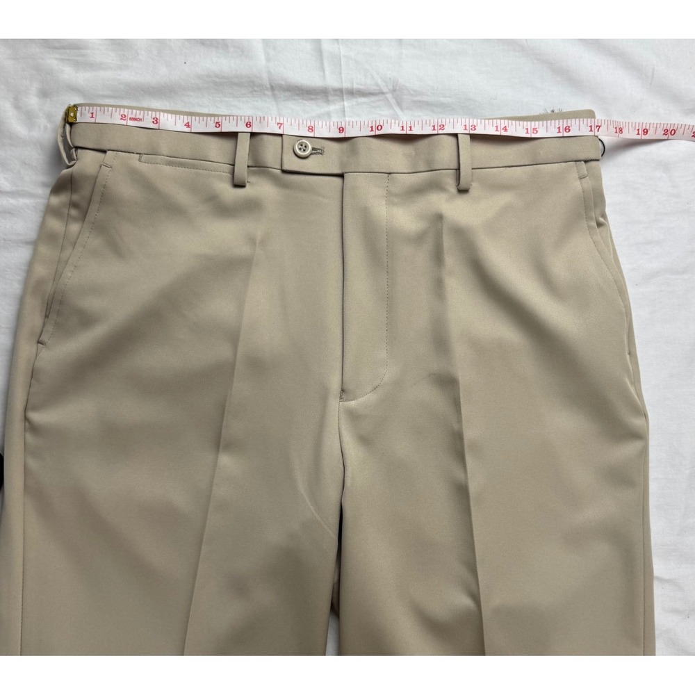 Saddlebred Mens Comfort Waist Straight Fit Dress Pants Parchment Beige 34x30 NEW - Picture 9 of 16